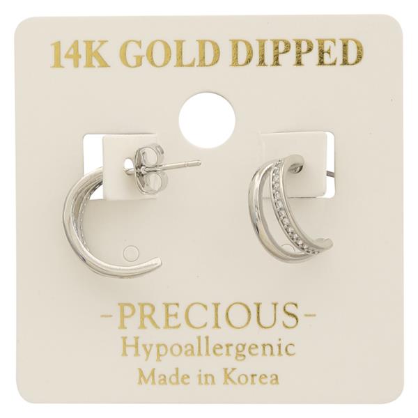 14K GOLD DIPPED CZ HOOP EARRING