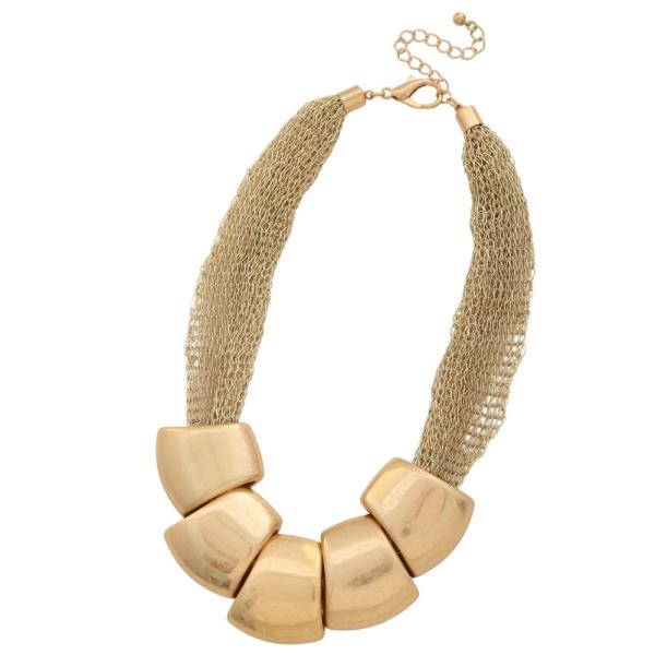 MESH METAL MULTI RING STATEMENT NECKLACE