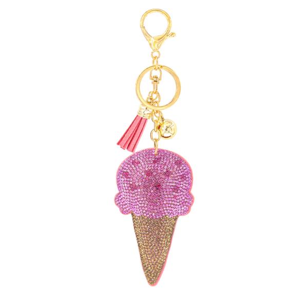 RHINESTONE ICE CREAM KEYCHAIN