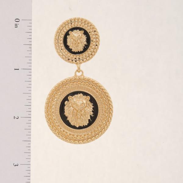 SDJ LION HEAD METAL DOUBLE DISC DROP EARRING