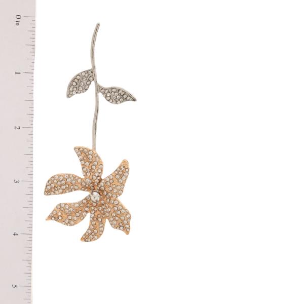 SDJ RHINESTONE FLOWER STEM DROP EARRING