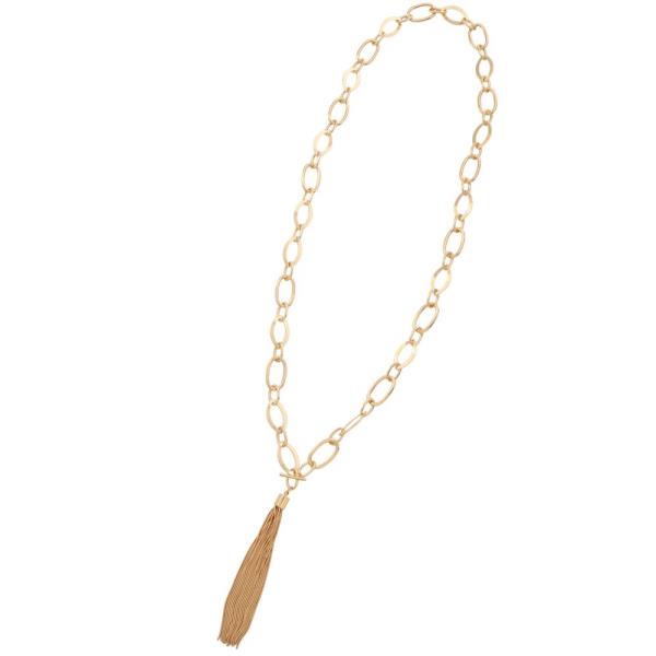 SDJ METAL TASSEL PENDANT TOGGLE NECKLACE