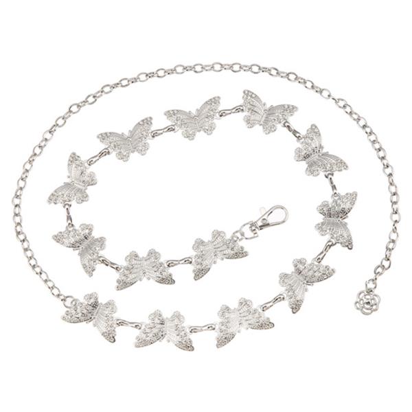 RHINESTONE METAL BUTTERFLY LINK CHAIN BELT