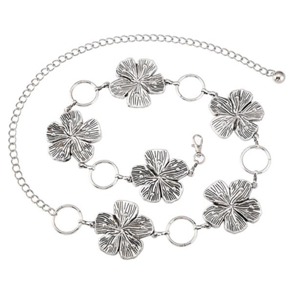 METAL FLOWER LINK CHAIN BELT