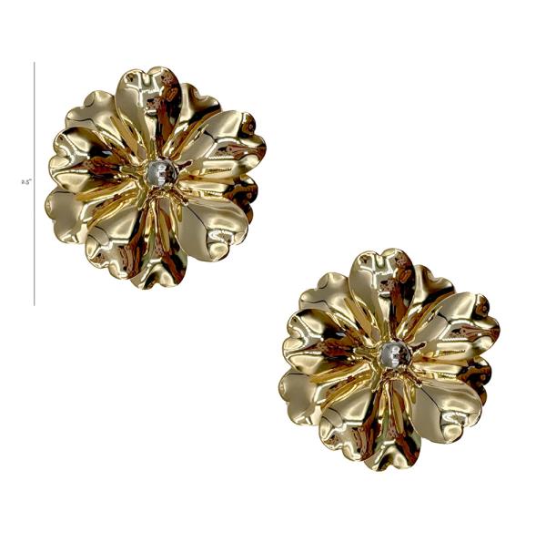 GOLD RHODIUM COMBO STATEMENT FLOWER EARRIING