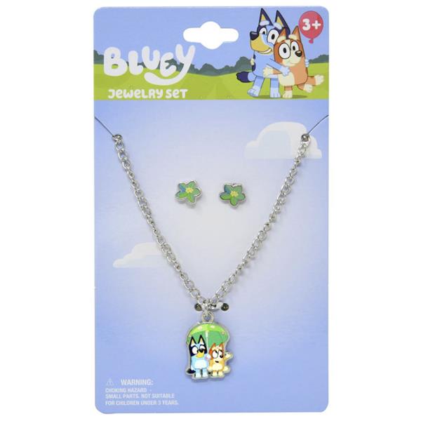 BLUEY METAL NECKLACE EARRING SET