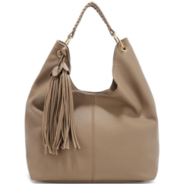 TEXTURED TASSEL DESIGN HOBO BAG