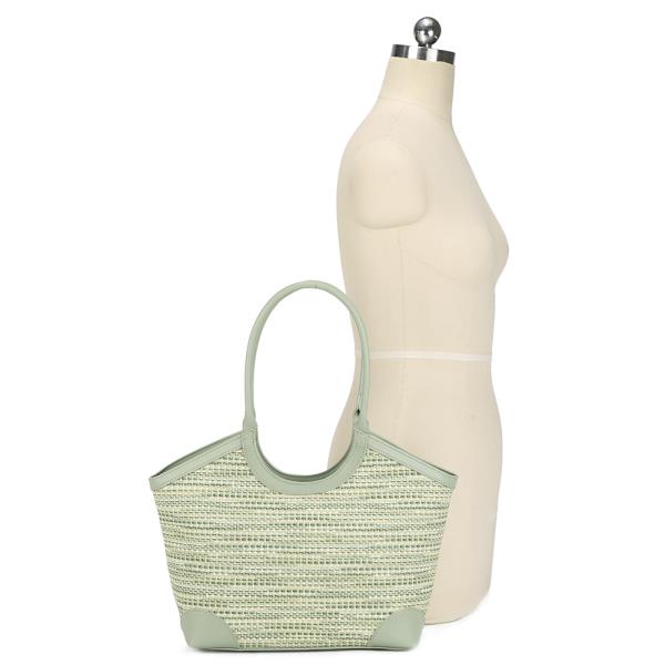 2IN1 COLORED WOVEN TEXTURED SHOULDER TOTE BAG W WALLET SET