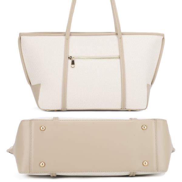 2IN1 TWO TONE TEXTURED SHOULDER TOTE BAG W CLUTCH SET