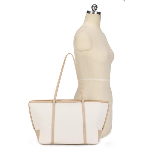 2IN1 TWO TONE TEXTURED SHOULDER TOTE BAG W CLUTCH SET