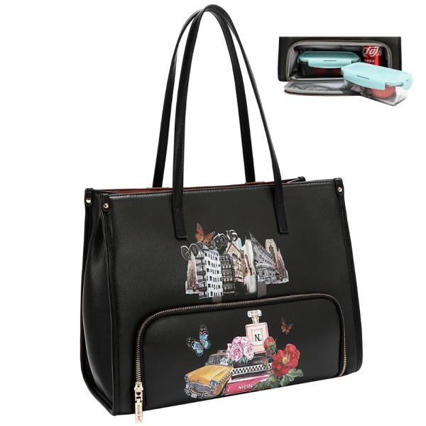 NICOLE LEE FASHION INSULATED LUNCH TOTE BAG