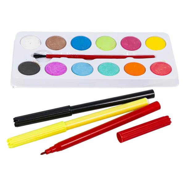 ART SET ON BLISTER CARD, CRAYONS CHALKS AND PAINT