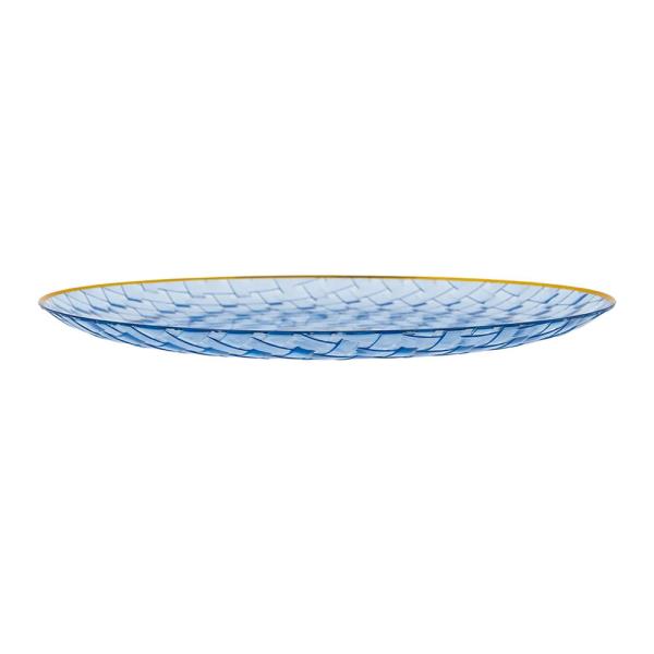 SIMPLY HOME CLASSIC COLLECTION DINNER PLATES, 8 PIECES, BLUE/GOLD