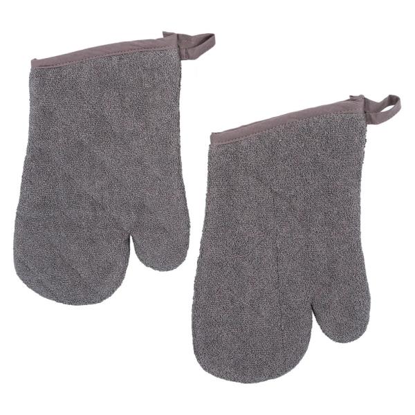 DII TERRY OVEN MITT SET, 2 PIECES, GRAY