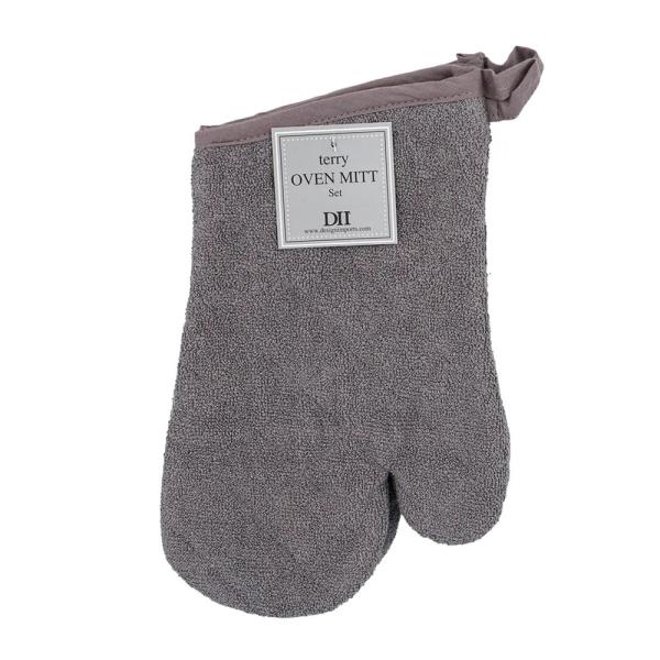 DII TERRY OVEN MITT SET, 2 PIECES, GRAY