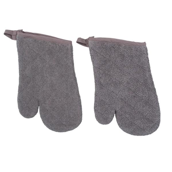 DII TERRY OVEN MITT SET, 2 PIECES, GRAY