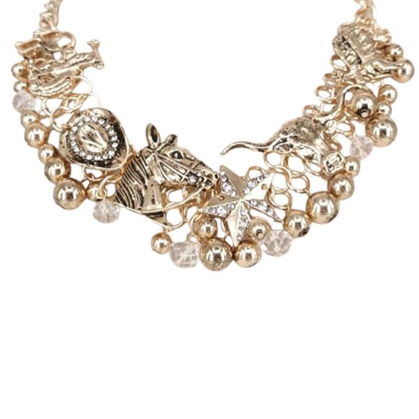 METAL SEALIFE MULTI CHARM STATEMENT NECKLACE
