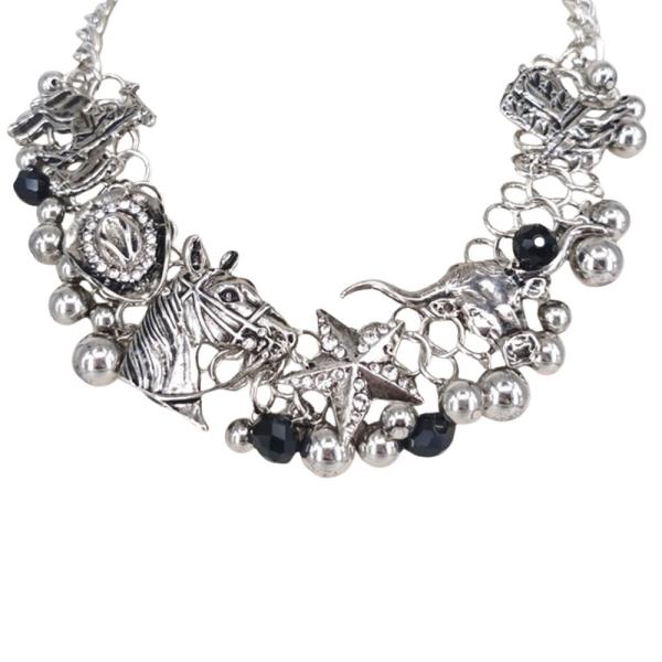 METAL SEALIFE MULTI CHARM STATEMENT NECKLACE