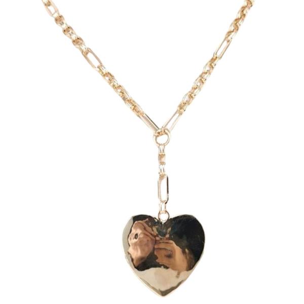 METAL HEART PENDANT Y NECKLACE