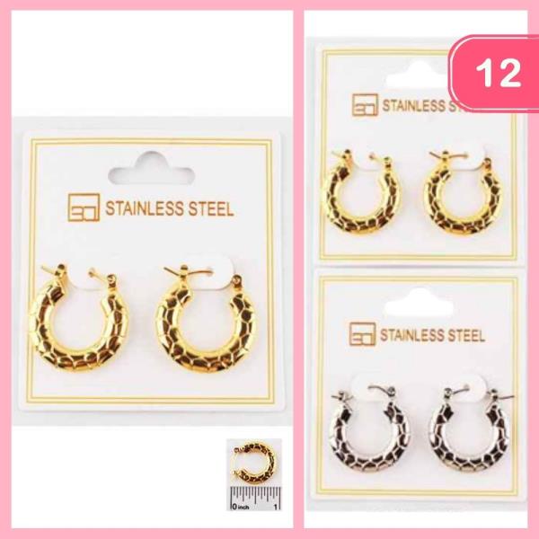 STAINLESS STEEL HUGGIE HOOP EARRING (12 UNITS)