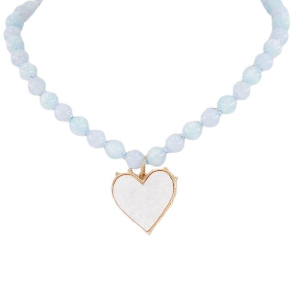 BEADED HEART PENDANT NECKLACE