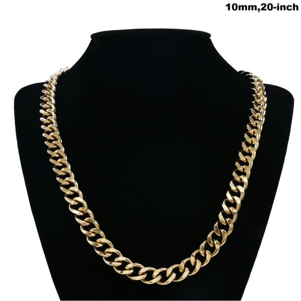 STAINLESS STEEL 10MM CURB LINK CHAIN NECKLACE