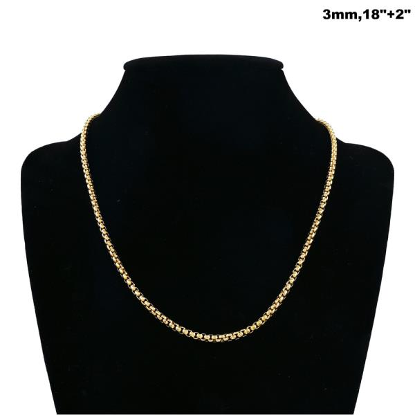 STAINLESS STEEL 3MM BOX CHAIN NECKLACE