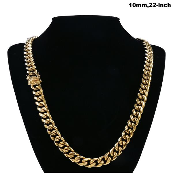 STAINLESS STEEL CUBAN 10MM CHAIN NECKLACE