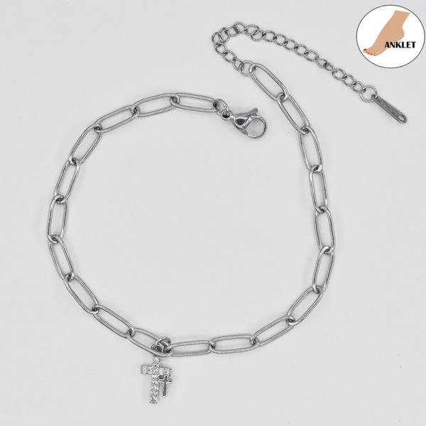 CROSS STAINLESS STEEL CHAIN CLIP ANKLET