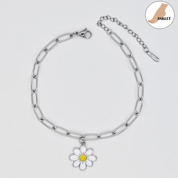 DAISY/S.STEEL CLIP CHAIN ANKLET