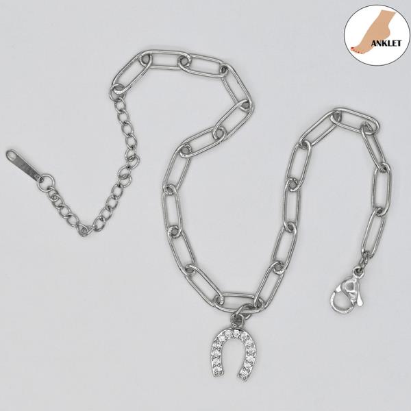 HORSE SHOE/S.STEEL CLIP CHAIN ANKLET