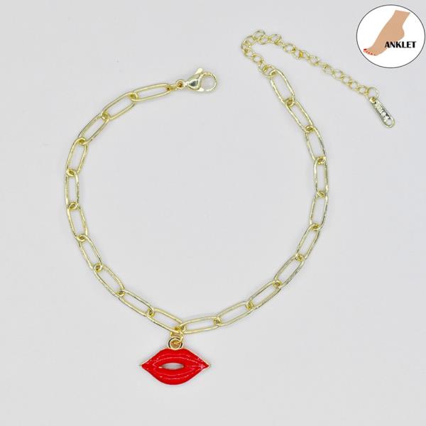 KISS LIP/S.STEEL CLIP CHAIN ANKLET