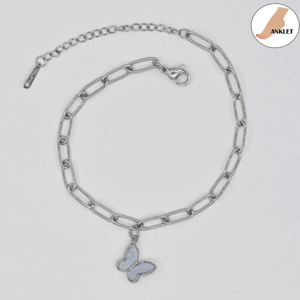 BUTTERFLY/S.STEEL CLIP CHAIN ANKLET