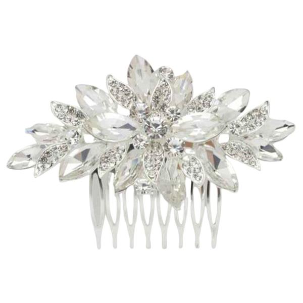 CRYSTAL STONE FLORAL CLUSTER HAIR COMB