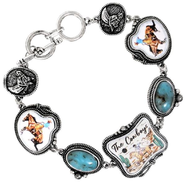 WESTERN COWBOY STONE TOGGLE BRACELET