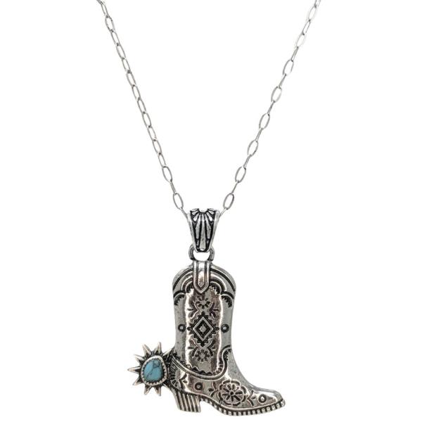 WESTERN BOOT PENDANT NECKLACE