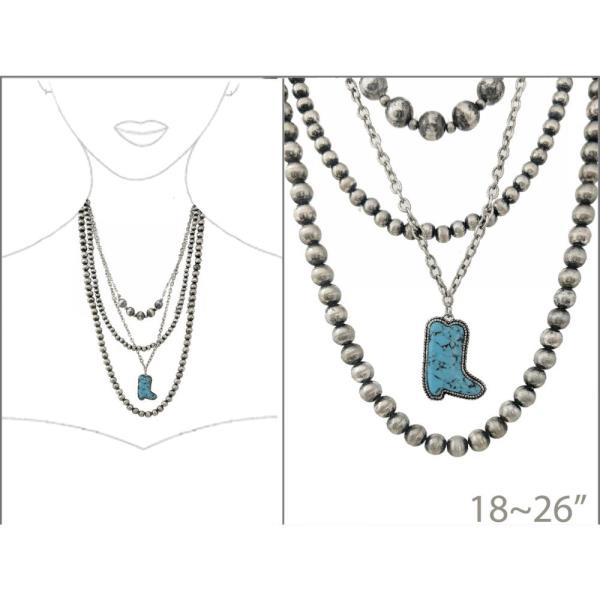 WESTERN NAVAJO MULTI STONE STRANDS BOOT PENDANT NECKLACE