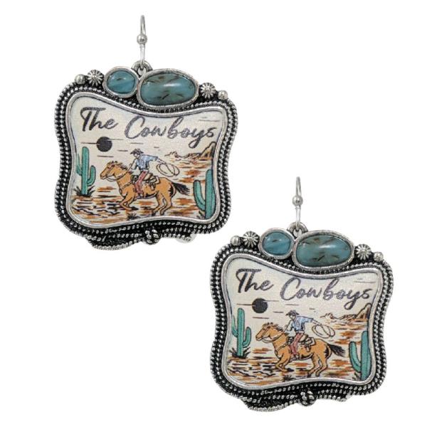 WESTERN PRINT HAND STONE EARRING