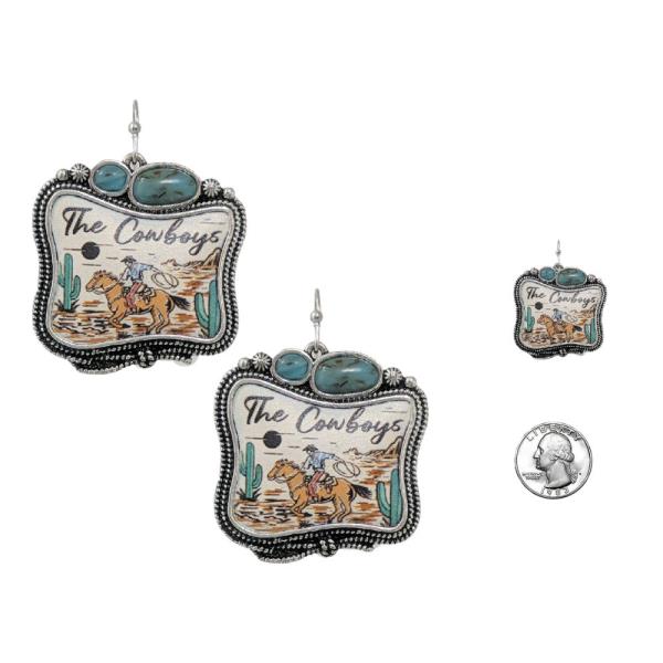 WESTERN PRINT HAND STONE EARRING