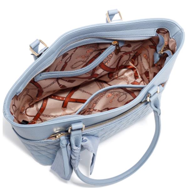 3 IN 1 FAUX LEATHER QUILTED TOTE & CROSSBODY BAG WALLET SET