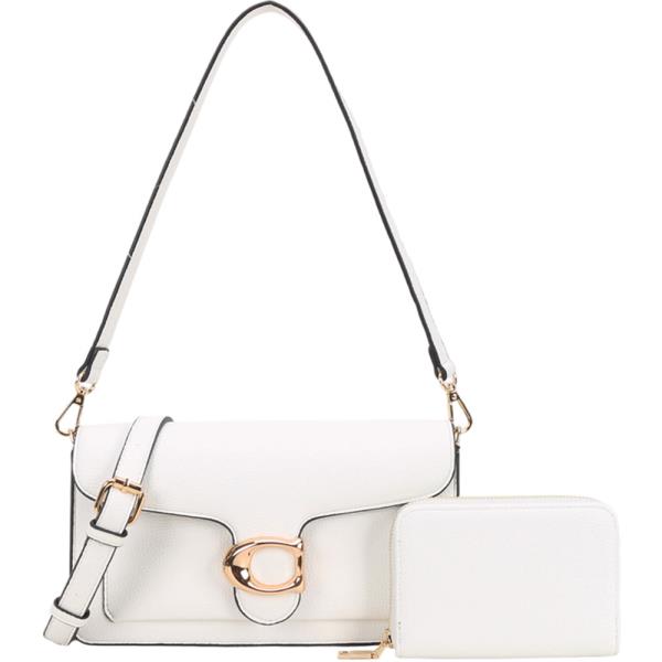 FAUX LEATHER SHOULDER CROSSBODY BAG WALLET SET