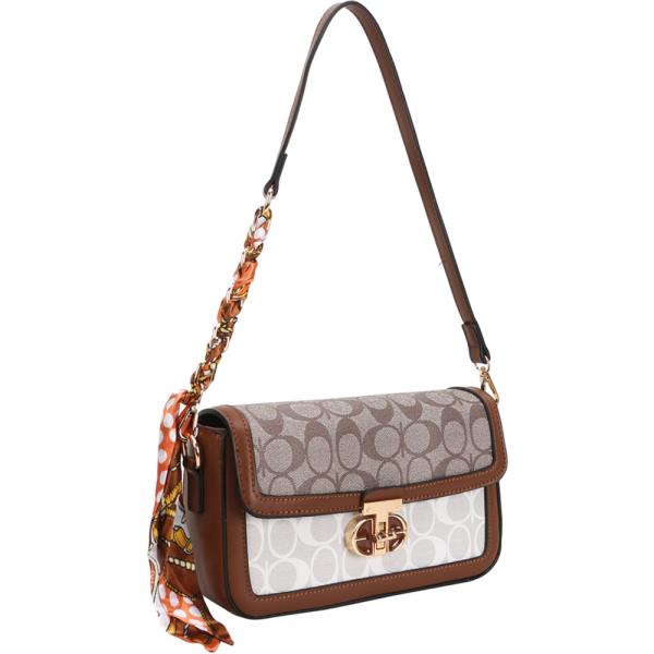 MONOGRAM FAUX LEATHER SHOULDER CROSSBODY BAG WALLET SET
