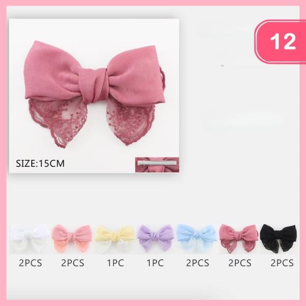 FABRIC LACE HAIR BOW (12 UNITS)