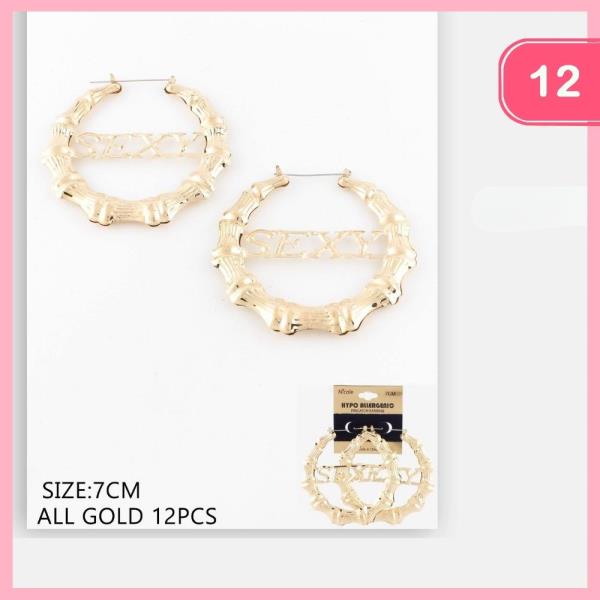 BAMBOO SEXY HOOP EARRINGS (12 UNITS)