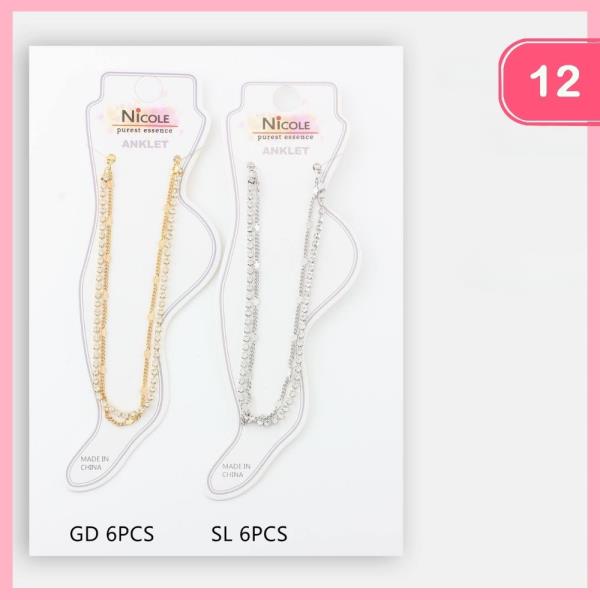 RHINESTONE LAYERED ANKLET (12 UNITS)