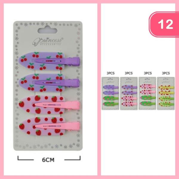 STRAWBERRY CHERRY PRINT HAIR PIN (12 UNITS)