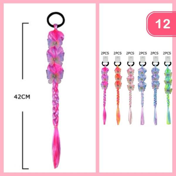 BUTTERFLY BRAIDED EXTENSION HAIR TIE (12 UNITS)