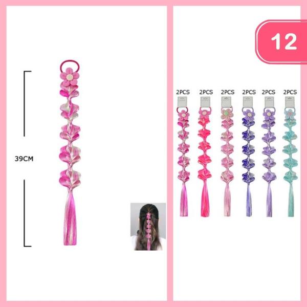 FLOWER BRAIDED EXTENSION HAIR TIE (12 UNITS)