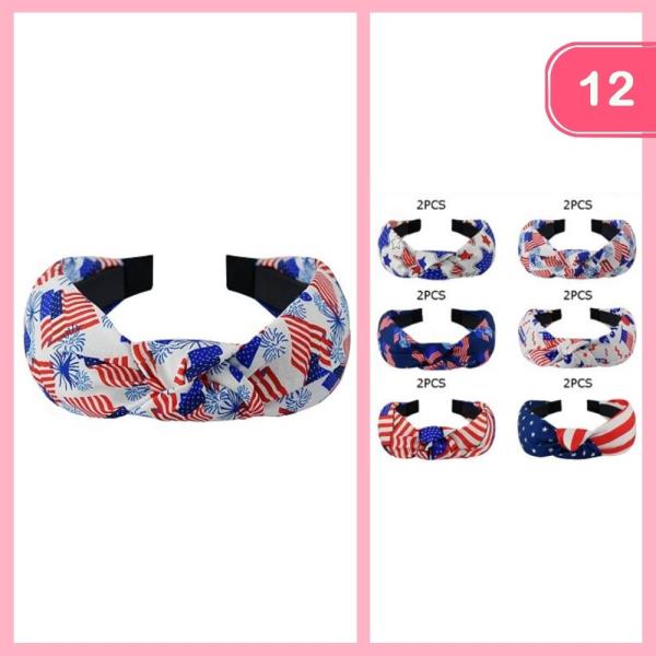 FOURTH OF JULY PRINT KNOTTED HEADBAND (12 UNITS)