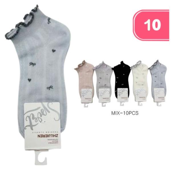 BOW HEART ANKLE SOCKS (10 UNITS)